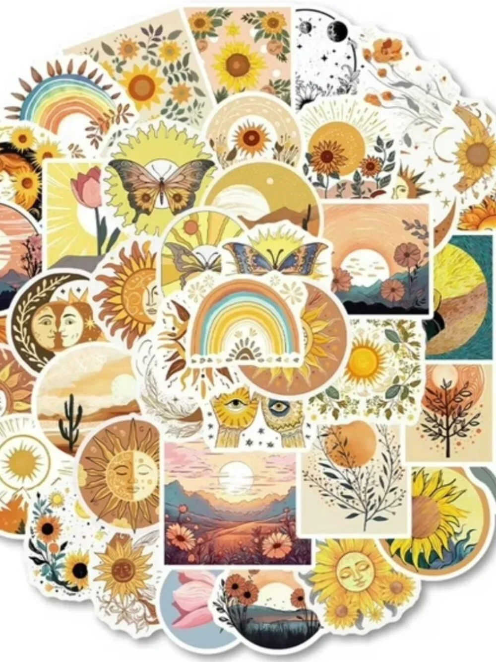 HOME: 50pcs Plant-Theme Waterproof Sun Stickers